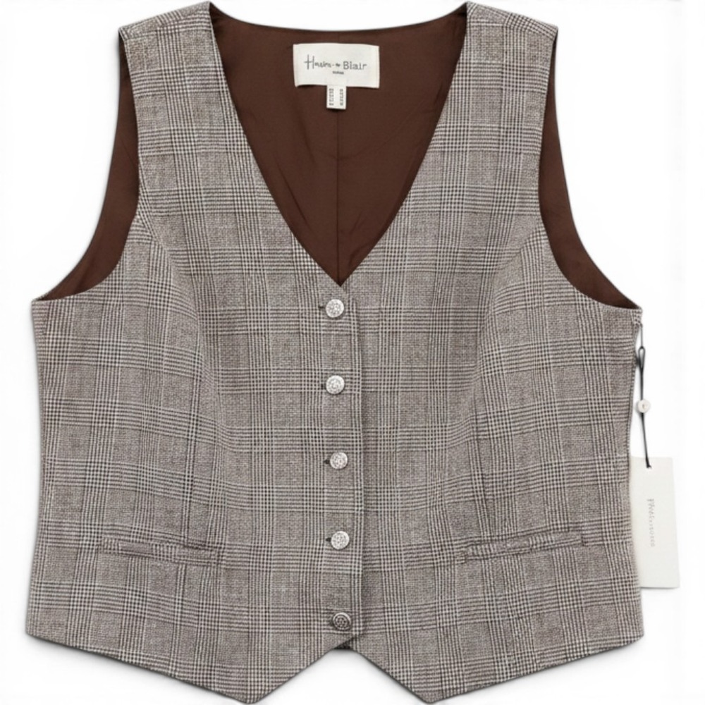 Women's Brown Glen Plaid Vest